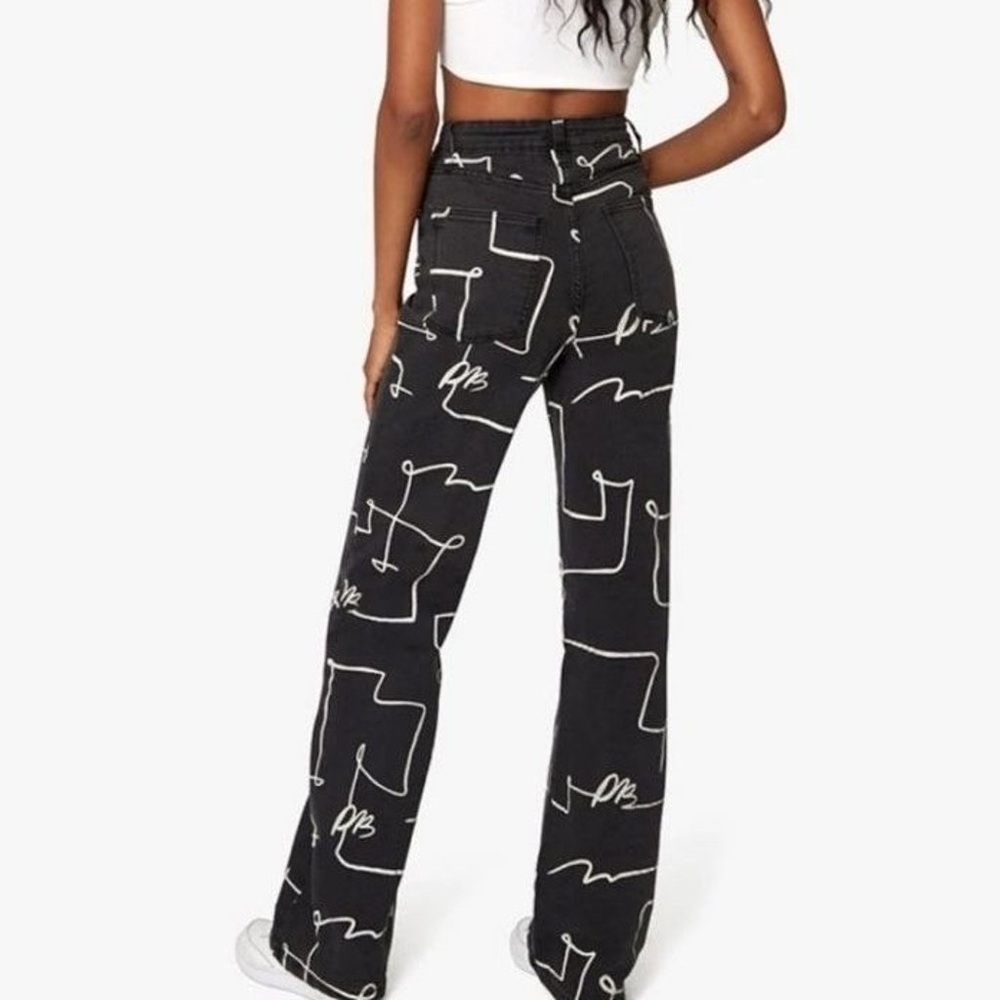 High Rise Wide Scribble Jeans - Picture 2 of 10
